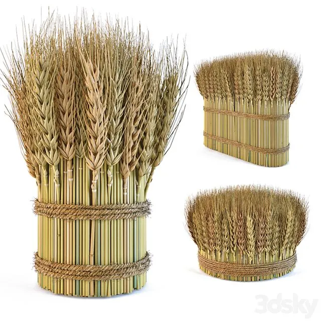 Decorative sheaves of wheat ears 2 3D Model