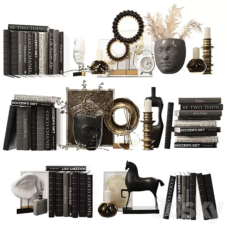 Decorative shelf filling set 6 3D Model