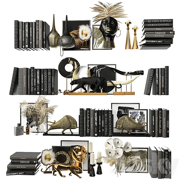 Decorative shelf filling set 7 3DModel