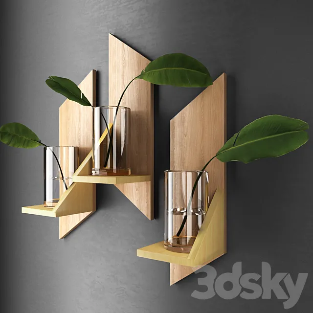 Decorative shelves with sheets 3D Model
