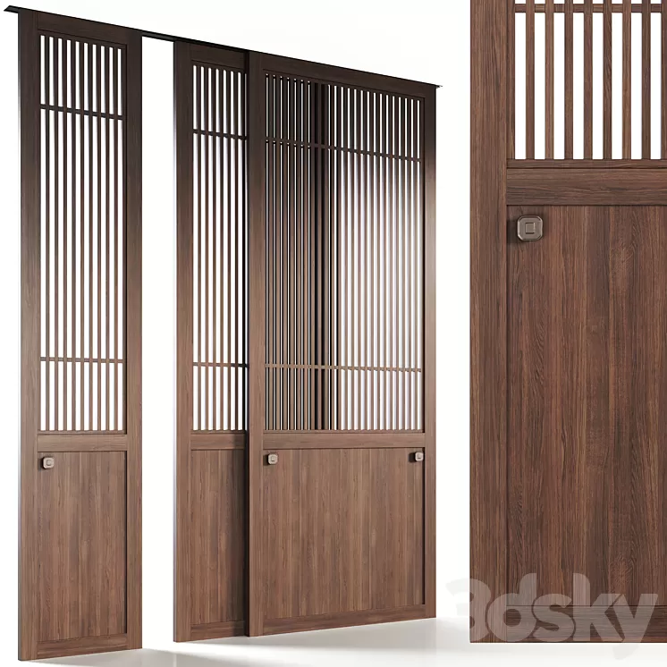Decorative sliding partition Japanese 2 3D Model