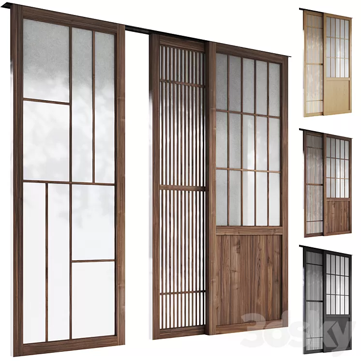 Decorative sliding partition shoji Japanese 5 3D Model Free