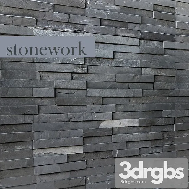 Decorative Stone Wall Decor Wild Black Slate In Loft Style Tiles 3D Model Free