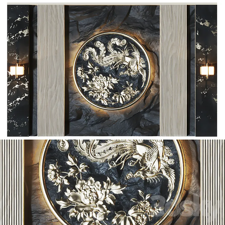 Decorative Stone Wall1 3D Model Free