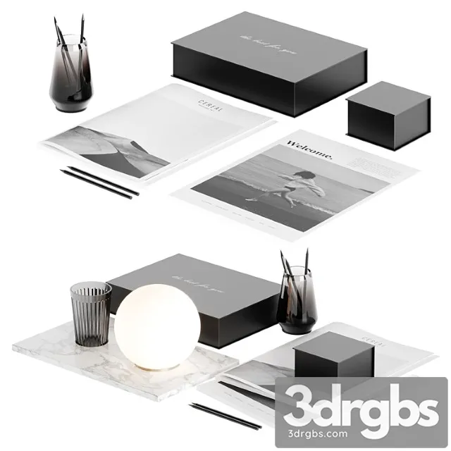 Decorative Table Set With Lamp 2 3D Model Download