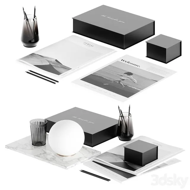 Decorative table set with lamp Free Download