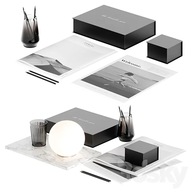 Decorative table set with lamp 3DModel