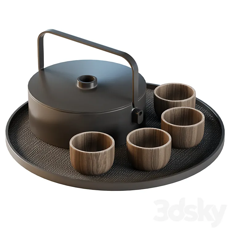 Decorative tea set | Japanese tea set 03 3D Model Free