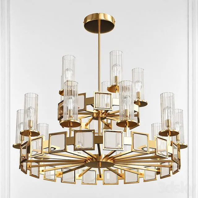 DECORATIVE TIERED GOLD CHANDELIER 3D Model
