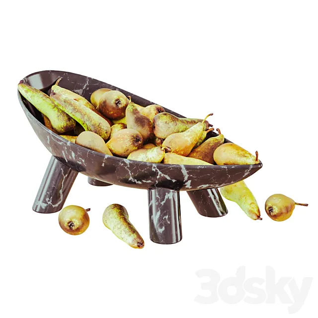 Decorative vase black marble with pears Conference 3D Model