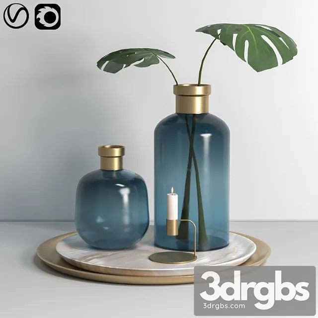 Decorative vase set 006 3D Model Download