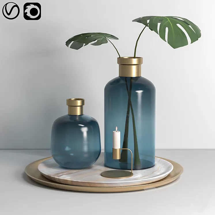 decorative vase set 006 3D Model