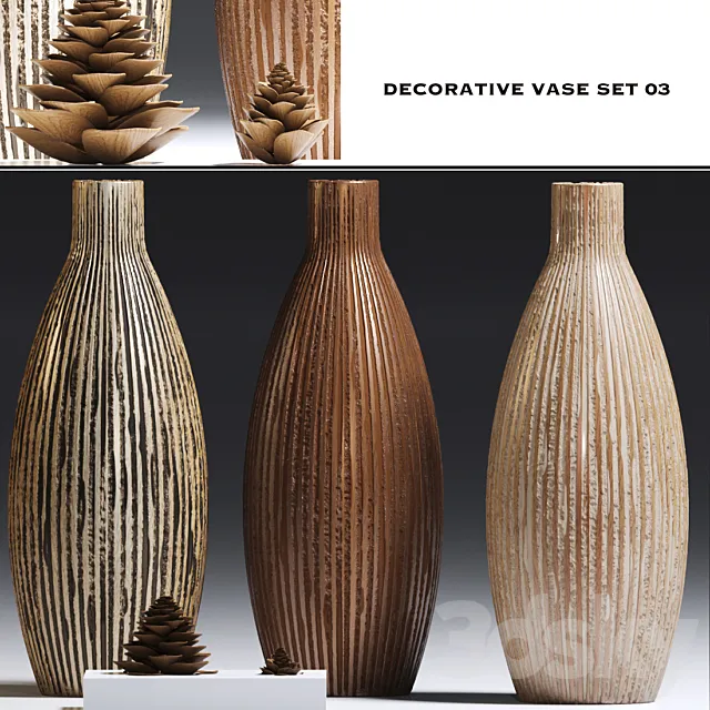 decorative vase set 03 3DModel