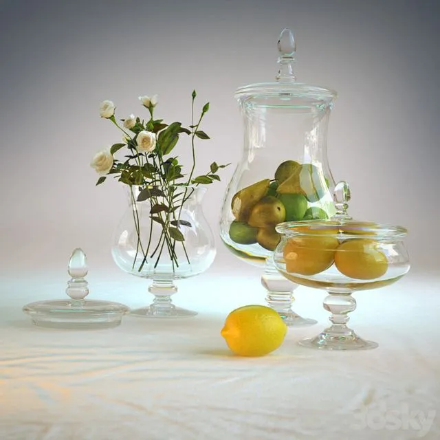 Decorative vase with fruit 3D Model