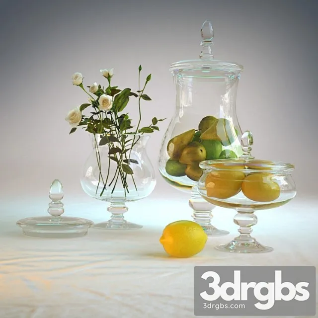 Decorative Vases With Fruits 3D Model Free