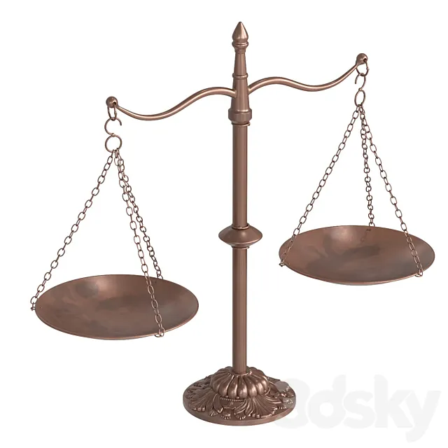 Decorative vintage scales made of aged copper PBR 3D Model