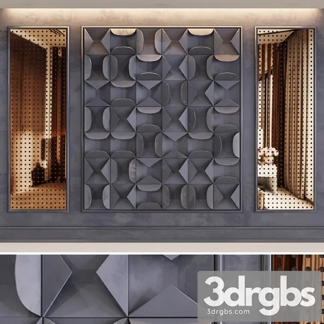 Decorative volumetric wall panel mid century modern 3D Model Free