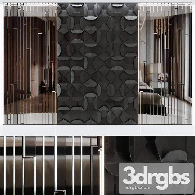 Decorative volumetric wall panel mid century modern black. 3D Model Free