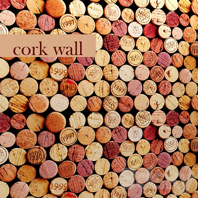 Decorative wall made of wine corks. 3D Model