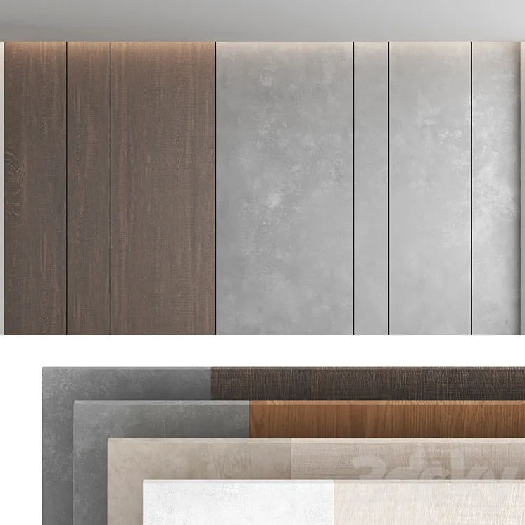 Decorative wall panel set 45 3D Model Free