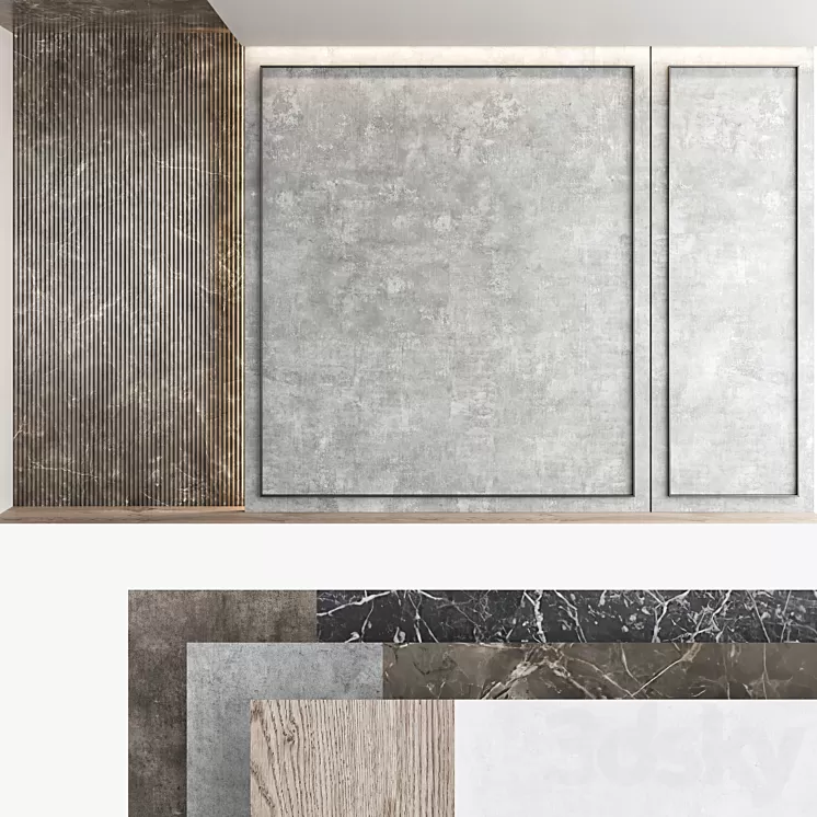 Decorative wall panel set 67 3D Model