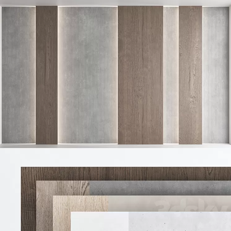 Decorative wall panel set 72 3D Model Free