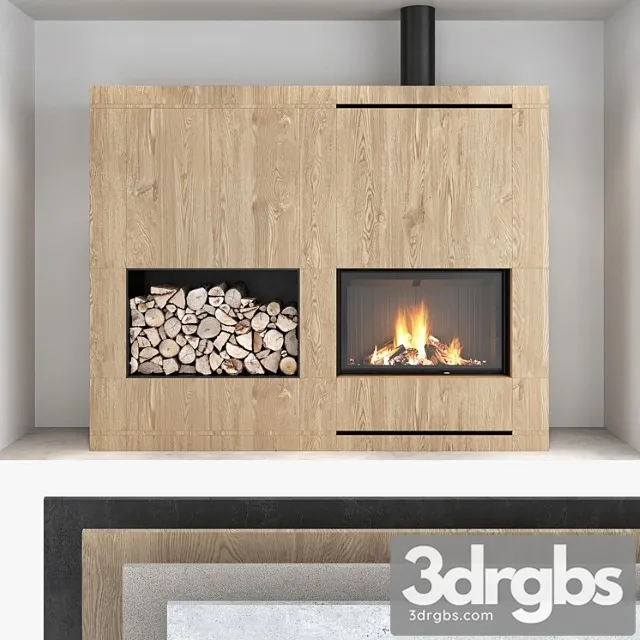 Decorative Wall With Fireplace Set 09 3D Model Free