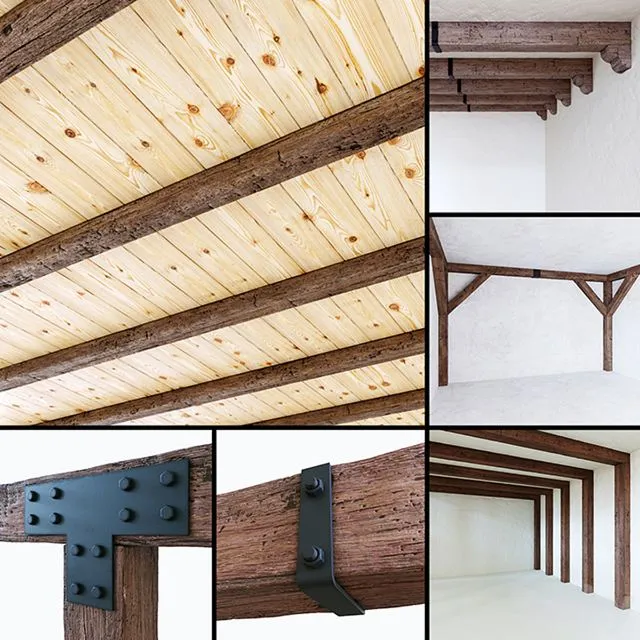 Decorative wooden beams 3D Model