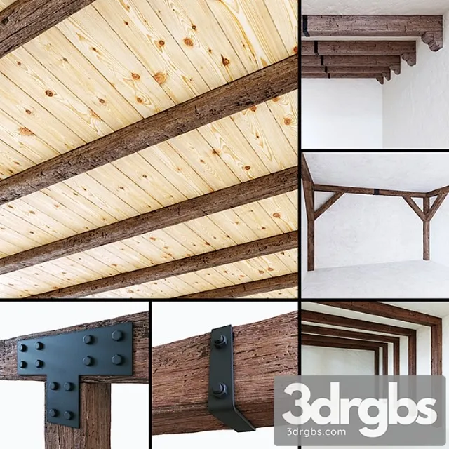 Decorative wooden beams 3D Model Free