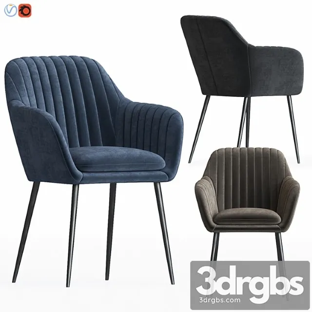 Deephoue chair lausanne sea blue velvet 2 3D Model Free