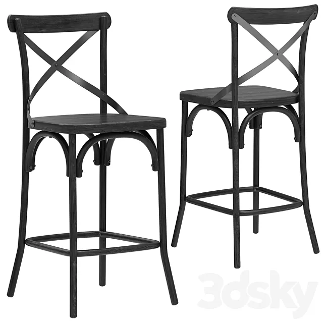 Deephouse semi-bar stool BELLA CROSS black 3D Model