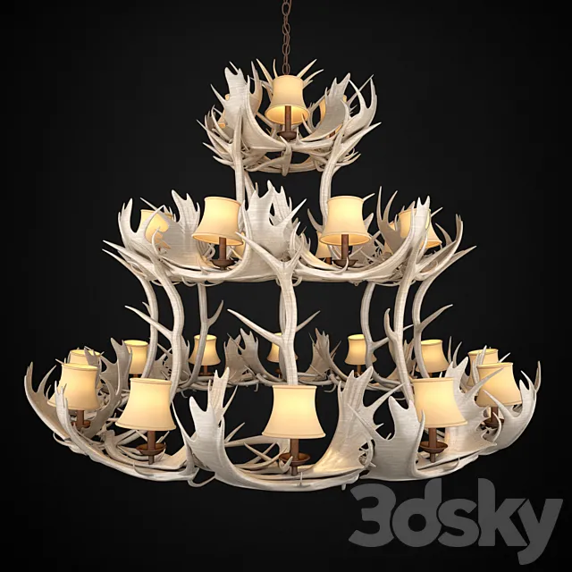 Deer Horn Chandelier 3DModel