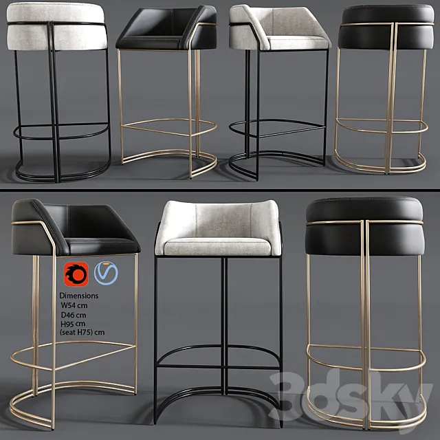 Deja vu bar stool Giopagani 3D Model