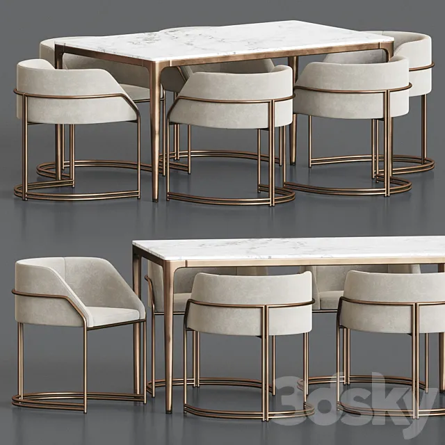 Deja Vu Chair Canto Table Dining Set 3D Model