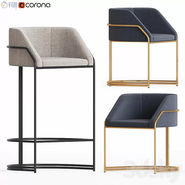 Deja Vu Giopagani Chairs Set 3D Model