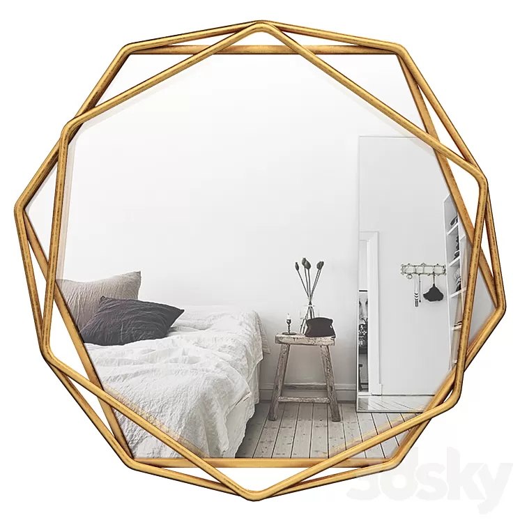 Dekalb Iron Hexagonal Wall Accent Mirror MCRW6197 3D Model
