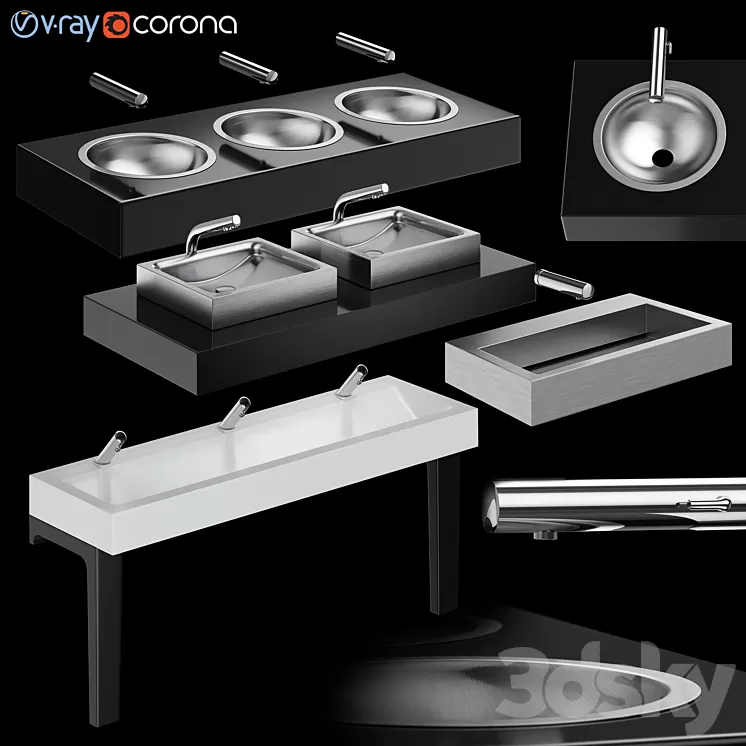 DELABIE public washbasins 3D Model