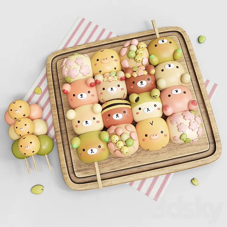 Delicious Japanese Dangos 3D Model Free