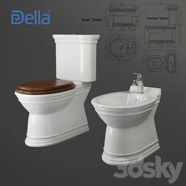 Della. Toilet bowl bidet Oskar 3D Model