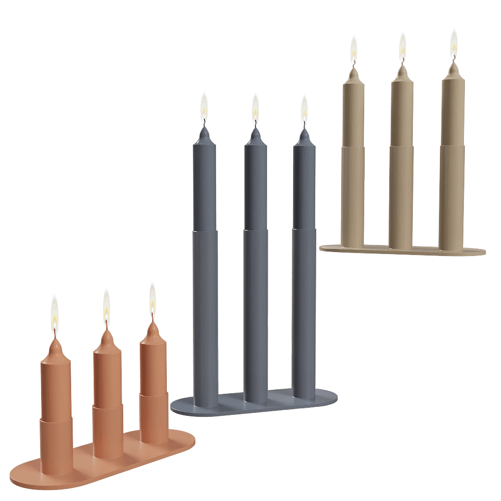 Delo - Triple candlestick Fire 3D Model