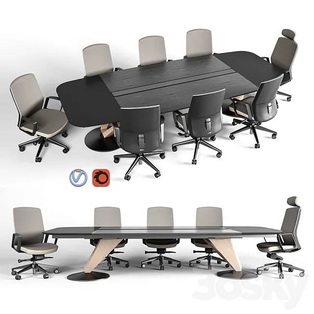 Delta meeting table and chair 3DModel