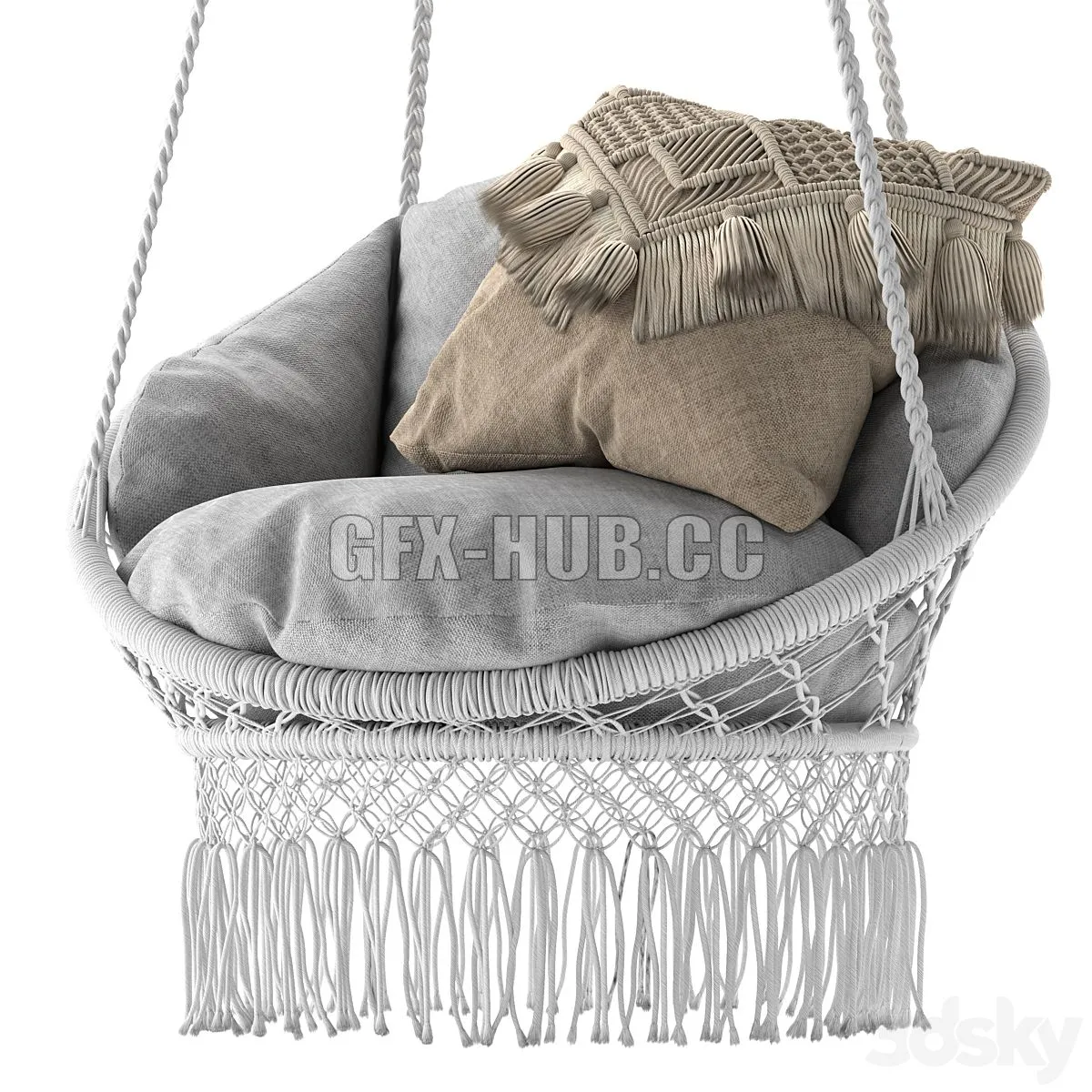 Deluxe Macrame Chair with Fringe 3D Model
