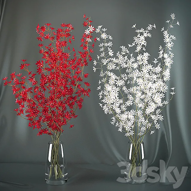 Dendrobium Orchid flowers (red _ white) 3DModel