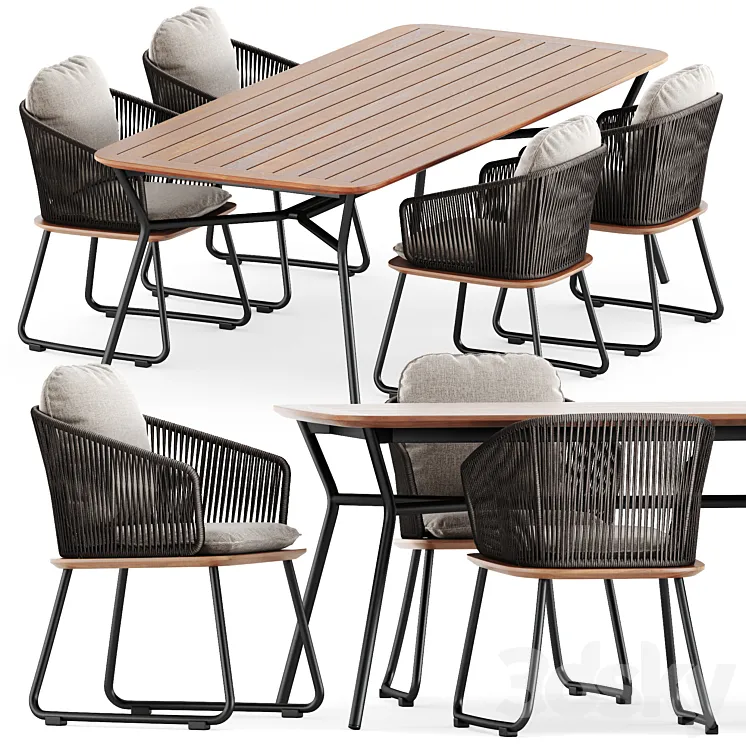 Denia dining armchair and Denia table by Weishaeupl 3D Model Free