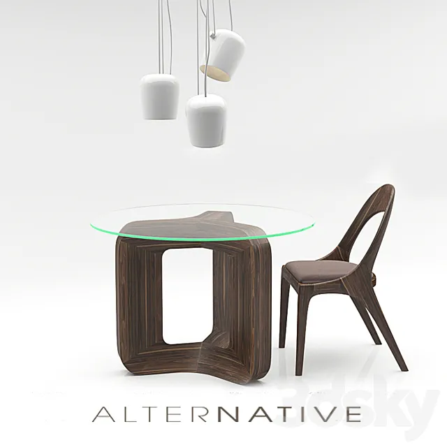 DENISE TABLES CILINDRIC + SHARON CHAIR 3DModel