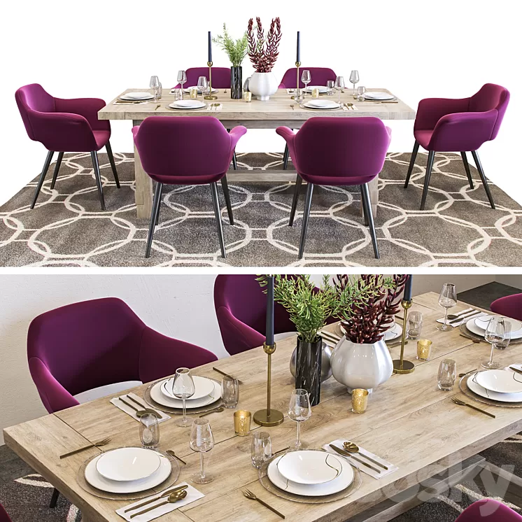 Denona Restaurant Table Set 3D Model