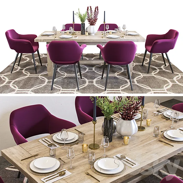 Denona Restaurant Table Set 3DModel