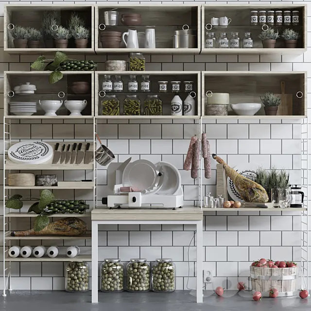 Department in the supermarket with jamon and preservation 3DModel