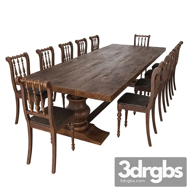 Derevenskii Obedennyi Stol Stul 3D Model Free