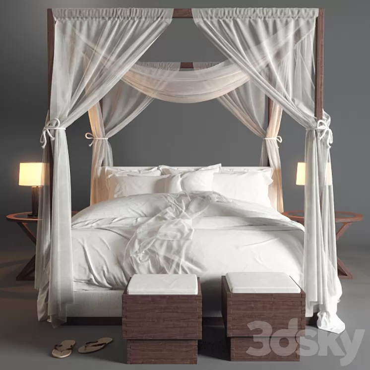 Desert Modern Canopy Bed Ralph Lauren (vray GGX) 3D Model